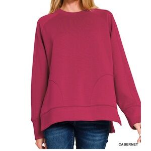 Zenana Outfitters Cabernet Sweatshirt